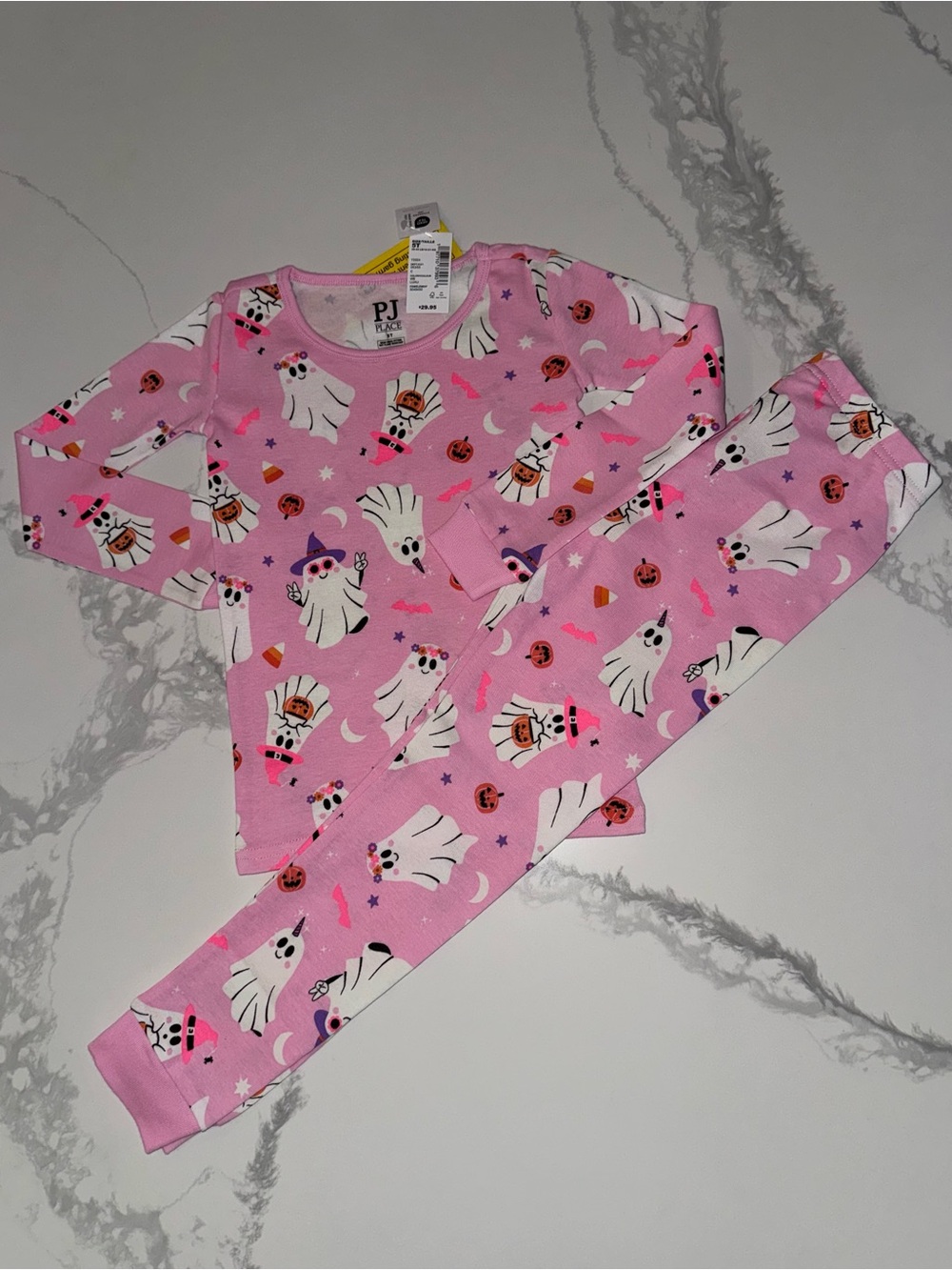 Halloween Girls Pink Ghost Pajama Set Size 5 NEW